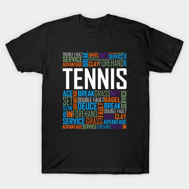 Tennis Lovers Design T-Shirt by LetsBeginDesigns